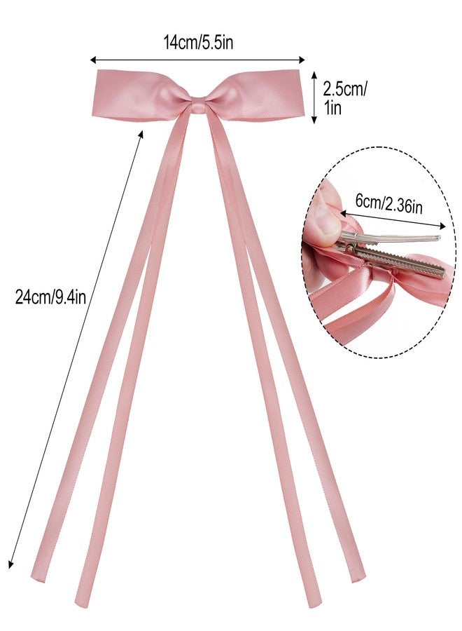 Dfqsofd 20Pcs Hair Bows for Women Girls, Satin Ribbon Bows for Hair Bowknot Barrettes Clips with Long Tail for Women Girls - Image 2
